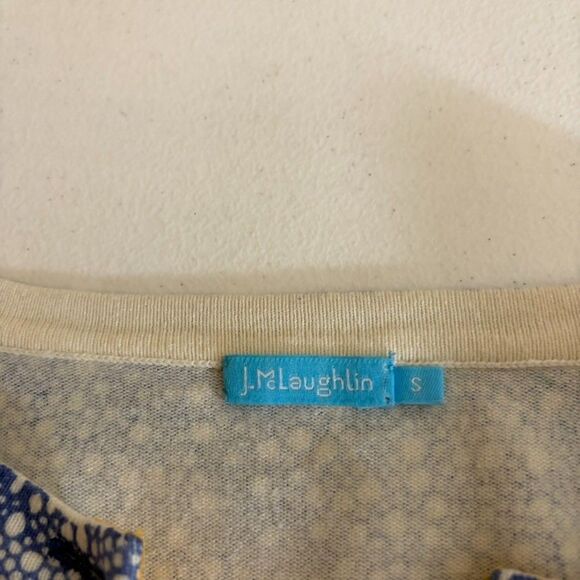 J McLaughlin Sweater Women's Small Cardigan Printed Knit Crew Neck Preppy - Picture 6 of 8